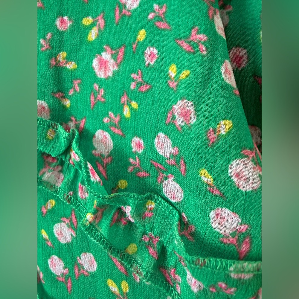 NWT Green Ditsy Floral Ruffle Midi Dress Size XL (15-17 Juniors) Spring - Picture 4 of 11